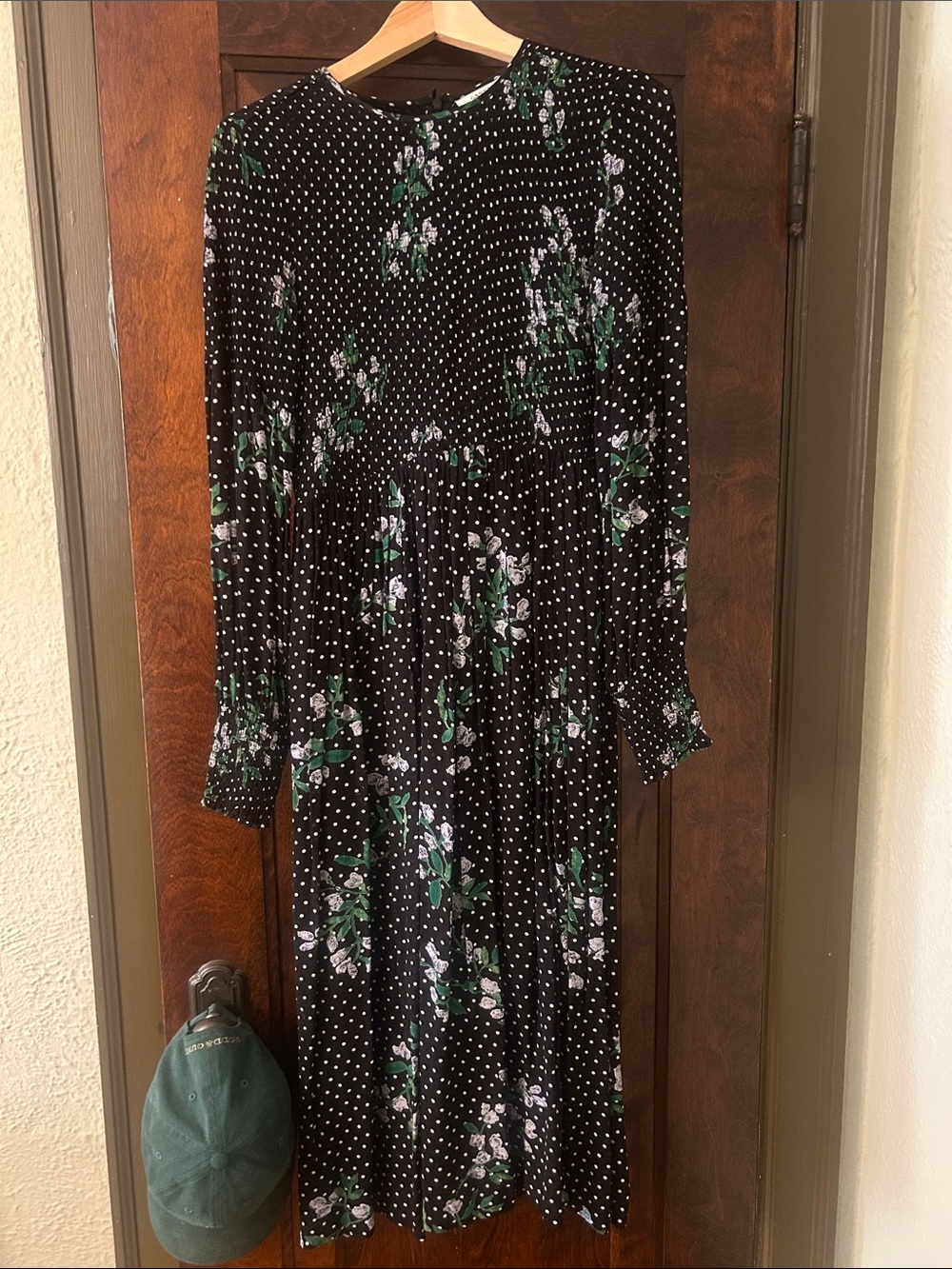 GANNI Floral Polka Dot Long Sleeve Midi Dress